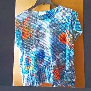 Short Sleeve Multi-colored Blouse